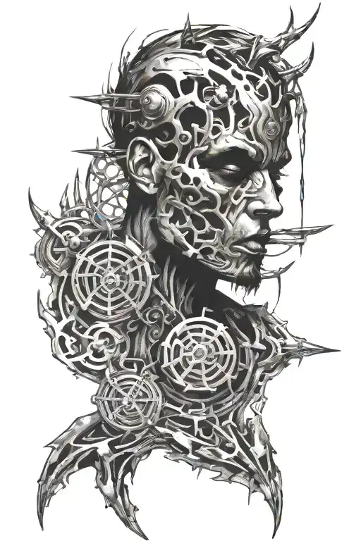 techno hardcore black metal tattoo design idea