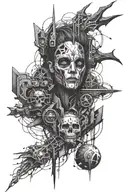 techno hardcore black metal tattoo design idea