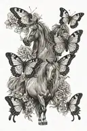 cousins family female horse butterfly tattoo design idea