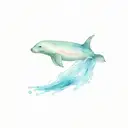 playful seal pup jumping salmon in waterfall tattoo design idea