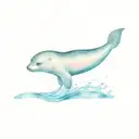 playful seal pup jumping salmon in waterfall tattoo design idea