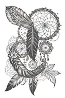 native American, dream catcher, feather, snake tattoo design idea