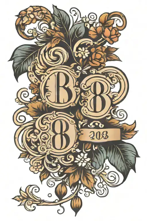 dates and initials 888 tattoo design idea
