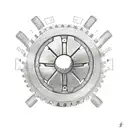 A car engine with gears and soccer balls as pistons tattoo design idea