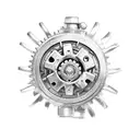 A car engine with gears and soccer balls as pistons tattoo design idea