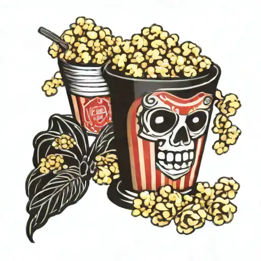 popcorn bucket tattoo design idea
