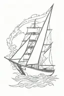 a burning ship with arrows in it tattoo design idea