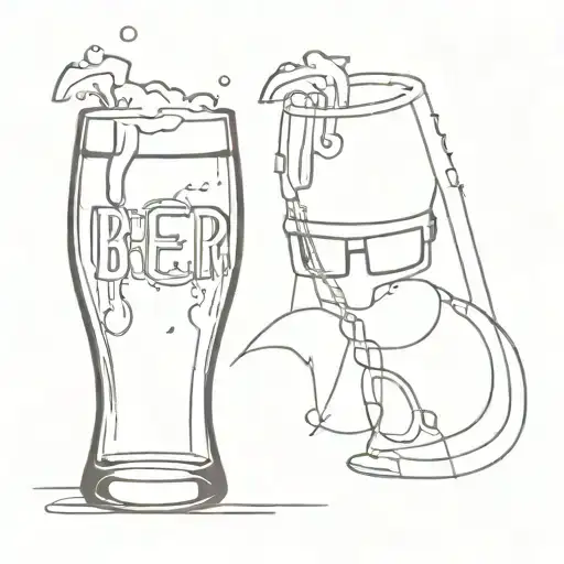 glasses with beer with video game tattoo design idea