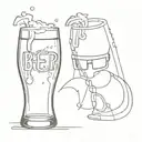 glasses with beer with video game tattoo design idea