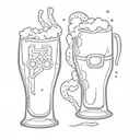 glasses with beer with video game tattoo design idea