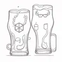 glasses with beer with video game tattoo design idea
