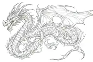 dragon and magic flowing tattoo design idea