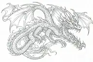 dragon and magic flowing tattoo design idea