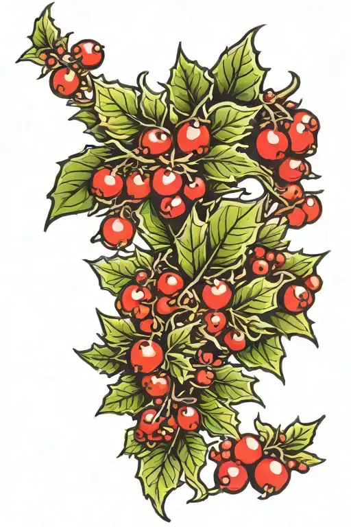 holly berry plants tattoo design idea