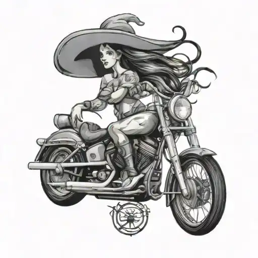 thestral, music, revolver, motorcycle, viking lady half sleeve tattoo design idea