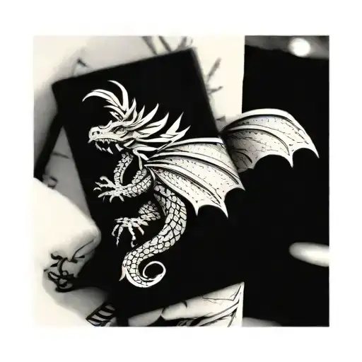 fantasy books and dragon tattoo design idea