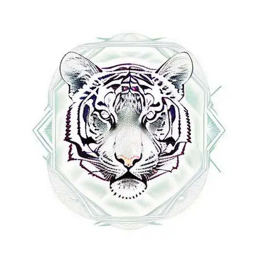 A geometric pattern of a tiger's stripes transformed into a mesmerizing tattoo design, executed in a traditional style tattoo design idea