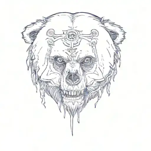 a bear with a skull on his head tattoo design idea