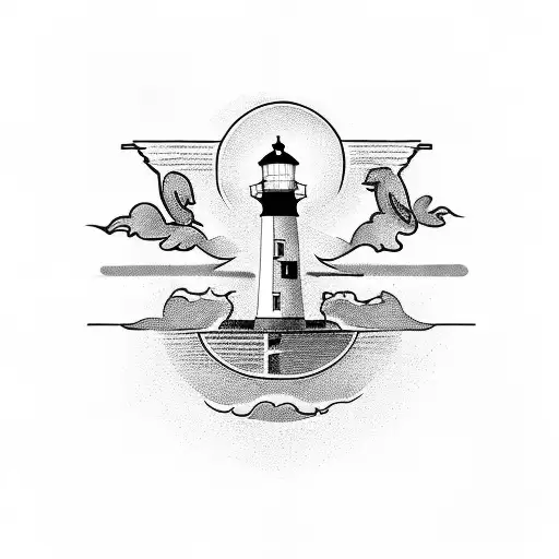 lighthouse sextant navigation  tattoo design idea