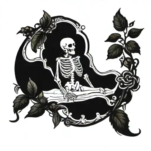 skeleton cameo frame tattoo design idea