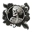 skeleton cameo frame tattoo design idea