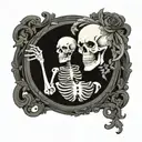 skeleton cameo frame tattoo design idea