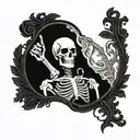 skeleton cameo frame tattoo design idea