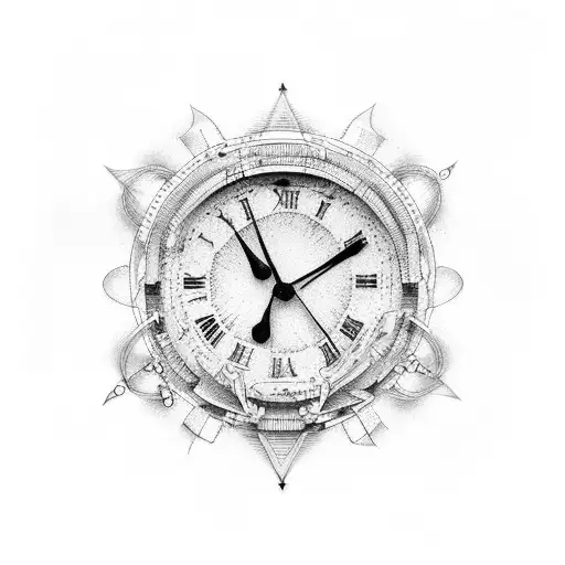 reloj de arena ancla y rosa tattoo design idea