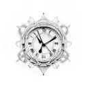 reloj de arena ancla y rosa tattoo design idea