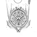 reloj de arena ancla y rosa tattoo design idea