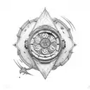 reloj de arena ancla y rosa tattoo design idea