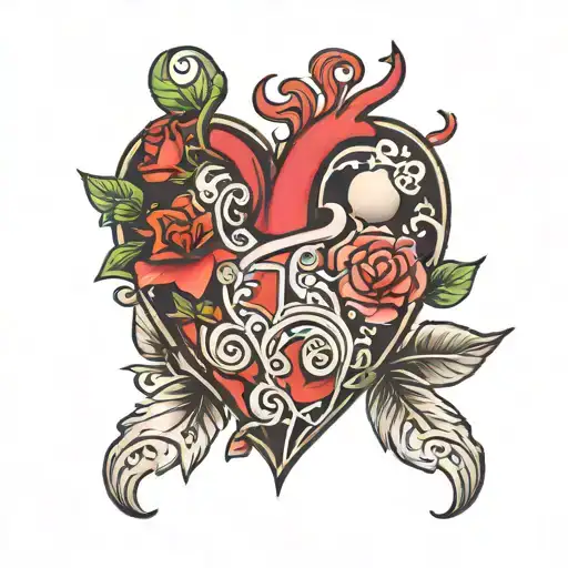 Heart shape tattoo with Dylan,Jayden,Sofia,Andres tattoo design idea