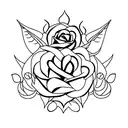 fire rose unity survivor symbol with flowers  tattoo design idea