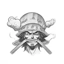straw hat pirates logo with luffy' shear 5 smoke tattoo design idea