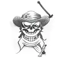 straw hat pirates logo with luffy' shear 5 smoke tattoo design idea