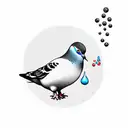 cute chubby cheek pigeon with a water ball in his mouth tattoo design idea