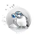 cute chubby cheek pigeon with a water ball in his mouth tattoo design idea