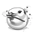 cute chubby cheek pigeon with a water ball in his mouth tattoo design idea