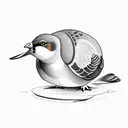 cute chubby cheek pigeon with a water ball in his mouth tattoo design idea