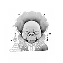 the word Kaboo in cute font with Mandela artwork around it tattoo design idea