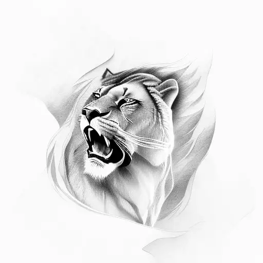 roaring Lion side profile tattoo design idea