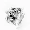 roaring Lion side profile tattoo design idea
