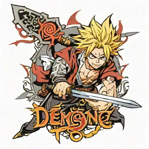 demon slayer rengoku eyes and sword tattoo design idea