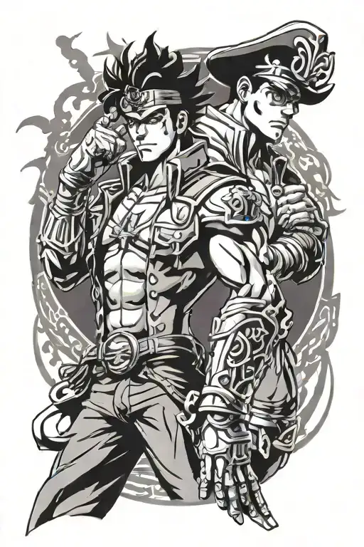 Jotaro Kujo and Star Platinum tattoo design idea