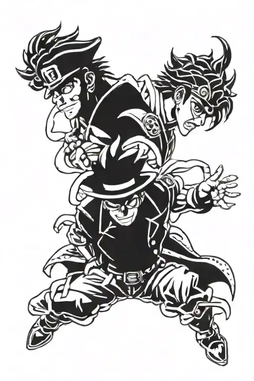 Jotaro Kujo and Star Platinum tattoo design idea