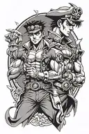 Jotaro Kujo and Star Platinum tattoo design idea