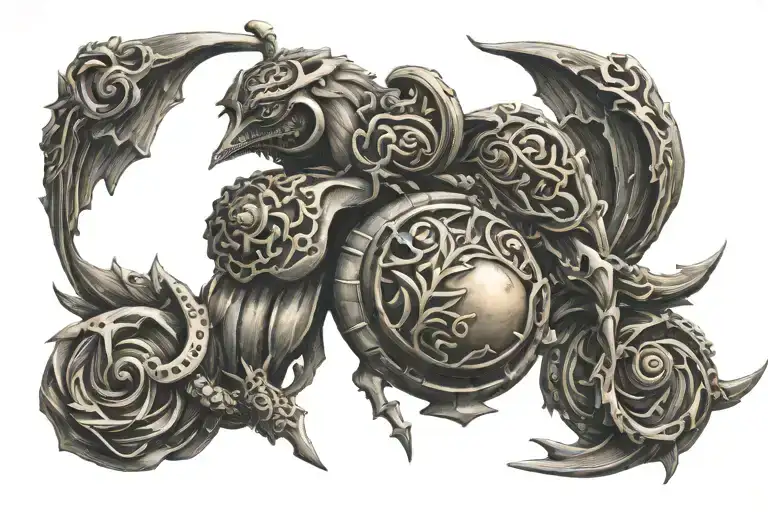 Strength Wisdom Charm Enigma tattoo design idea