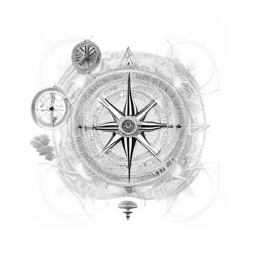 A spiritual tree of life design intertwined with elements of travel, such as suitcases and compasses, representing the client's love for both nature and exploring new places tattoo design idea