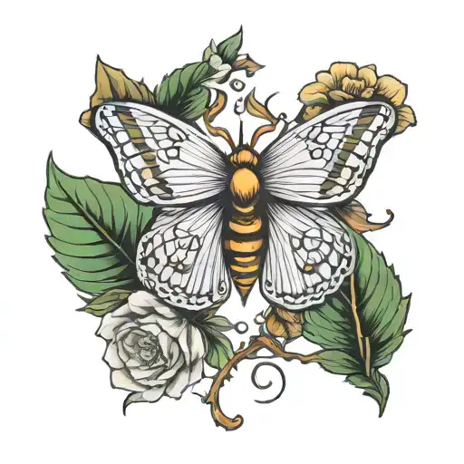 moth ground reversal  tattoo design idea
