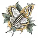 moth ground reversal  tattoo design idea